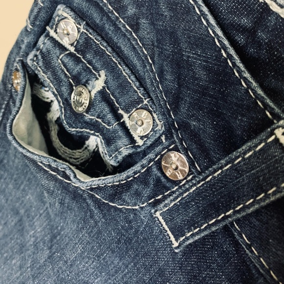 True Religion White Embroider Silver Embellishment Sequin Straight Sparkly Jeans - Picture 12 of 13